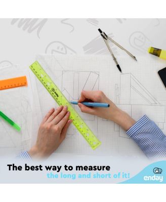 Ruler 12 Inch/ 30 CM Jeweltone, Inches & Centimeters Plastic Straight Edge Rulers School Supplies, Standard Ruler for Kids Adults, Purple, Pink, Green, Blue, Packs of 4 Rulers – by Enday