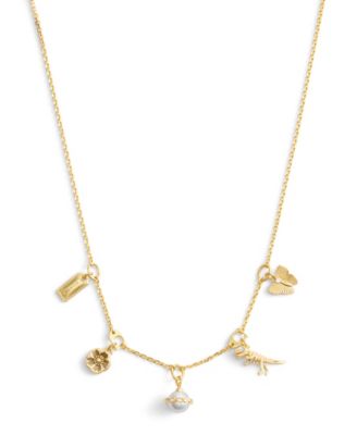 Faux Stone Signature Heritage Cultivated Pearl Mixed Charm Bib Necklace