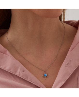 Blue Opal Northernstar Sterling Silver Pendant Necklace