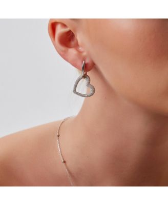 Chunky Heart Sterling Silver Drop Earrings