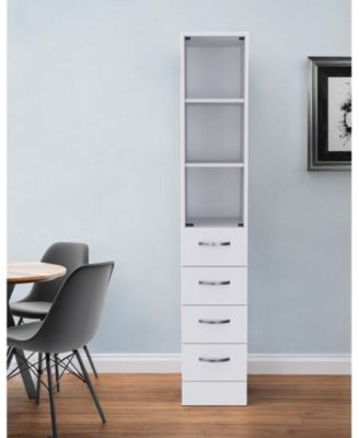 Bathroom Storage Cabinet with Glass Door and Sliding Drawers