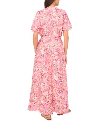 Women's Printed Puff-Sleeve Maxi Dress