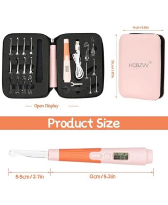 Rechargeable Lighted Crochet Hook Set with Stitch Counter, 18 Interchangeable Metal Heads, Ergonomic Handle – Gift for Knitters，Pink