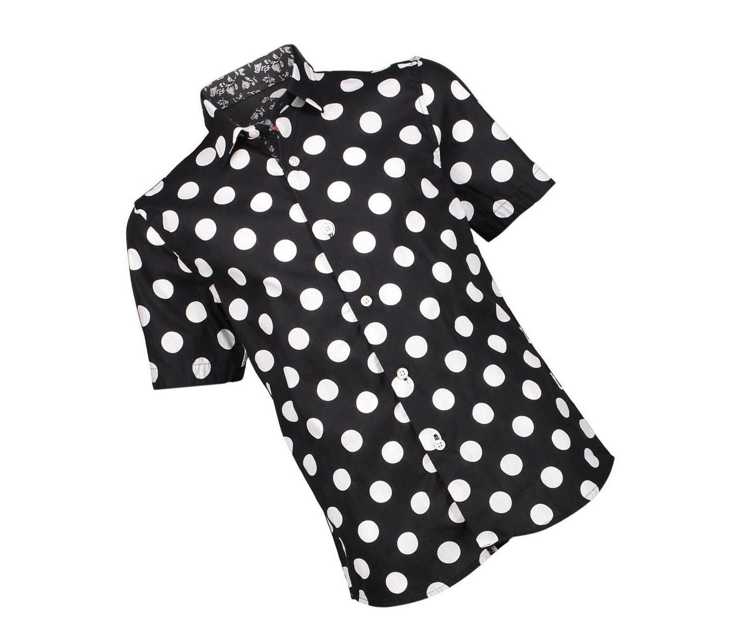 Рубашка Elie Balleh Black Short Sleeve Navy Polka Dot Slim Fit Shirt для мальчиков, цвет: Чёрный — фото 2