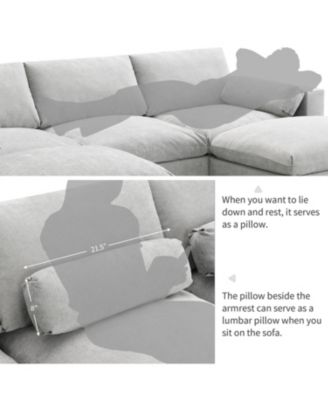  Chenille Modular Sectional Sofa with Ottomans & Pillows