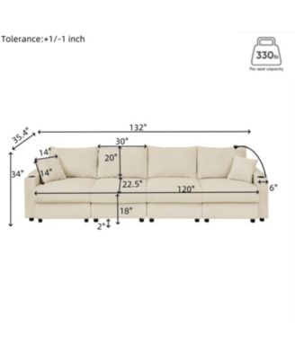 1 Pc Corduroy Sofa 3-Seat with Storage Cup Holders Phone Holders Living Room Seating