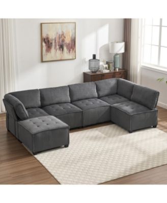 U-Shaped Modular Sectional Sofa with Reversible Chaise
