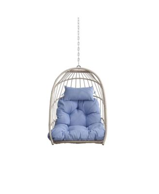 Streamdale Outdoor garden rattan egg swing chair hanging chair PE hanging chair blue
