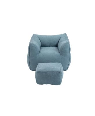 Durable Comfort Lounger: Bean Bag Sofa & Footstool Combo