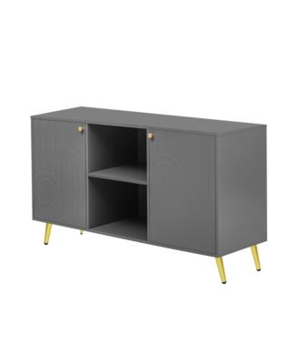 Modern TV Stand with Adjustable Shelf, Metal Legs, and Anti-Tip Safety