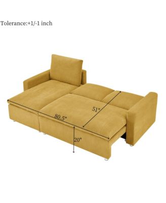 Convertible Sleeper Sofa Bed 90" L-Shaped Sectional with Pull-Out Bed