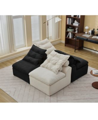 Streamdale Modular Sofa DIY, Corduroy, 4 Seats, No Armrests, Pillow-Back, Lumbar Pillow