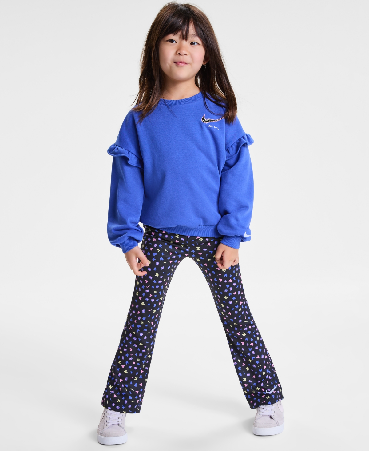 Nike Little Girls Essentials Top & Allover Print Femme Leggings, 2 Piece Set In Blue