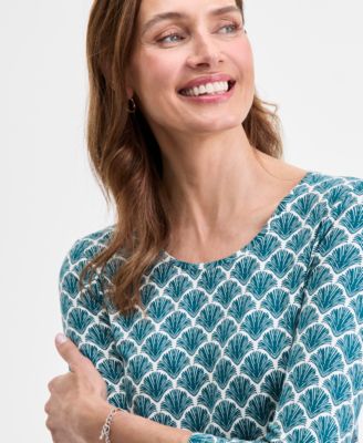 Women's Printed Scoop-Neck 3/4-Sleeve Top, Exclusively at Macy's 