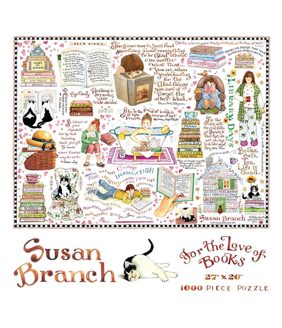 1000 Piece Books & Cats Susan Branch Jigsaw Puzzle - Multicolor