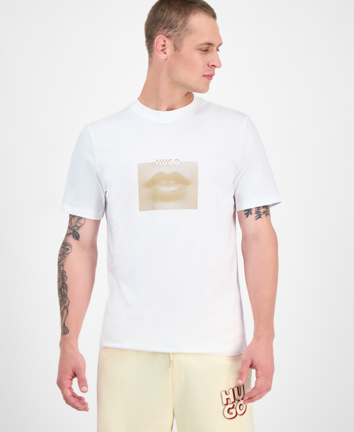 Men's Deterni Short Sleeve Crewneck Lips Graphic T-Shirt - White
