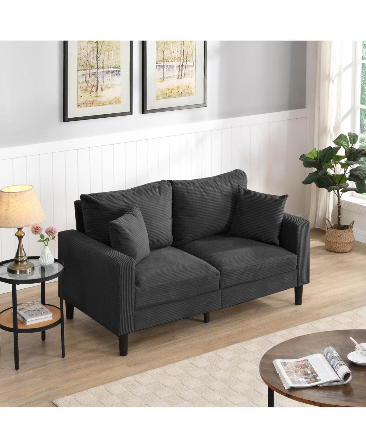 Streamdale Furniture 57" Loveseat Sofa, Wooden Frame, Comfy, Modern Style