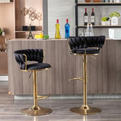 Adjustable Swivel Bar Stools with Chrome Base (Set of 2)