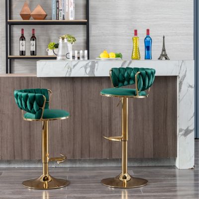 Streamdale Adjustable Swivel Bar Stools with Chrome Base (Set of 2)