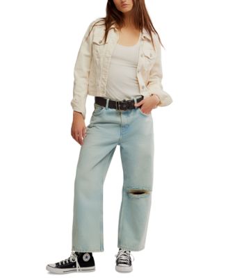 Free People - Women's Deep Trance Dropped Barrel-Leg Cotton Jeans