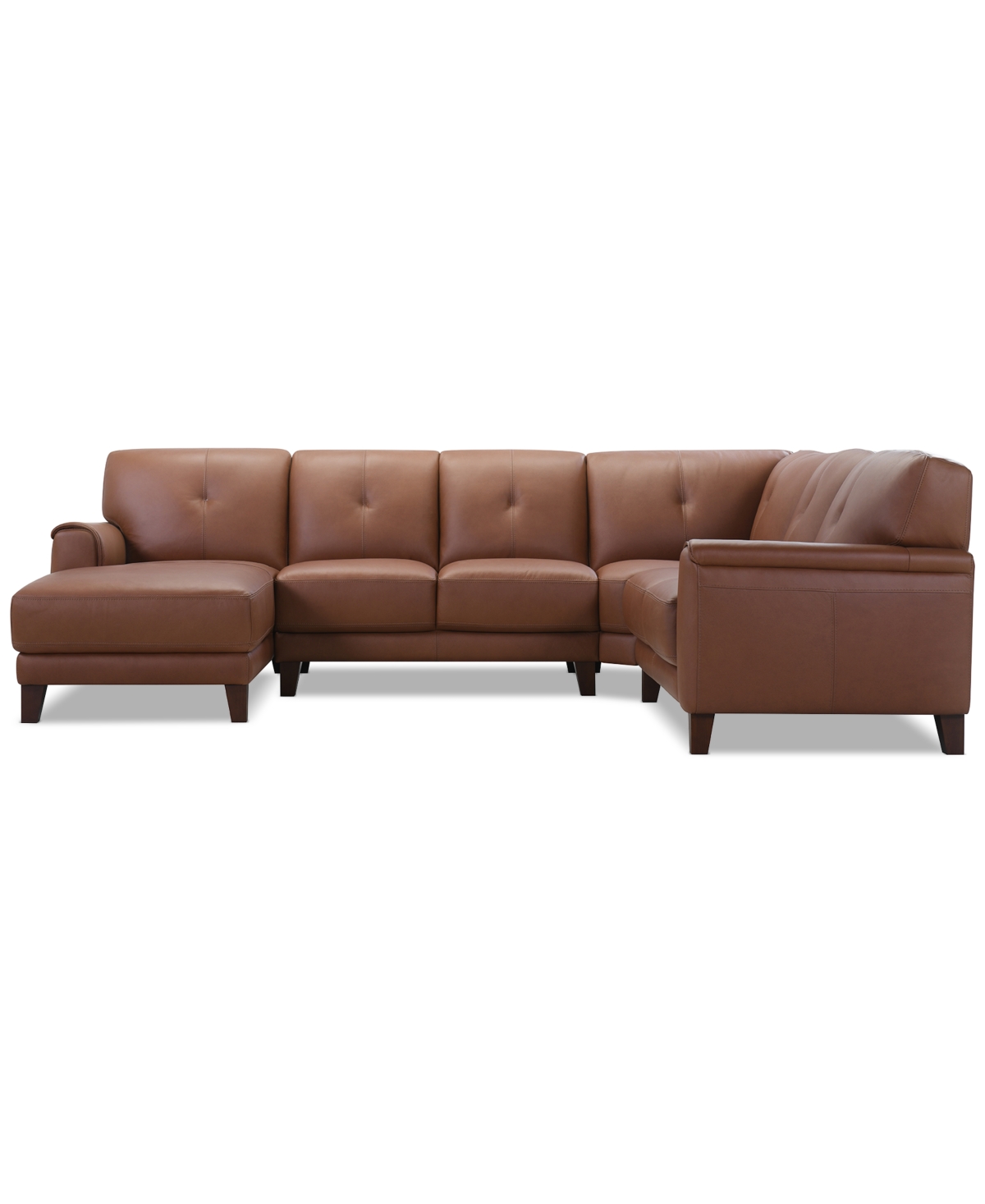 Macy's Ashlinn 4-pc. Leather Chaise Sectional, Exclusively At  In Brown