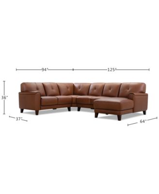 Ashlinn 4-Pc. Leather Chaise Sectional, Exclusively at Macy's