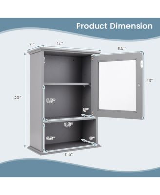 Wall Mounted Bathroom Cabinet Storage Organize Hanging Medicine Adjustable Shelf