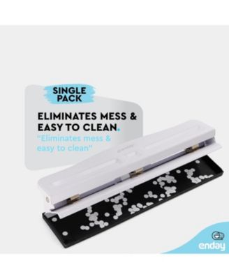 3 Hole Punch Heavy Duty, 3 Ring Hole Puncher for Binder, 10 Sheet Adjustable Paper Punch, Metal Three Hole Punch with Built-in Waste Chip Tray, Desktop 3 Hole Puncher Rubber Base, White - by Enday