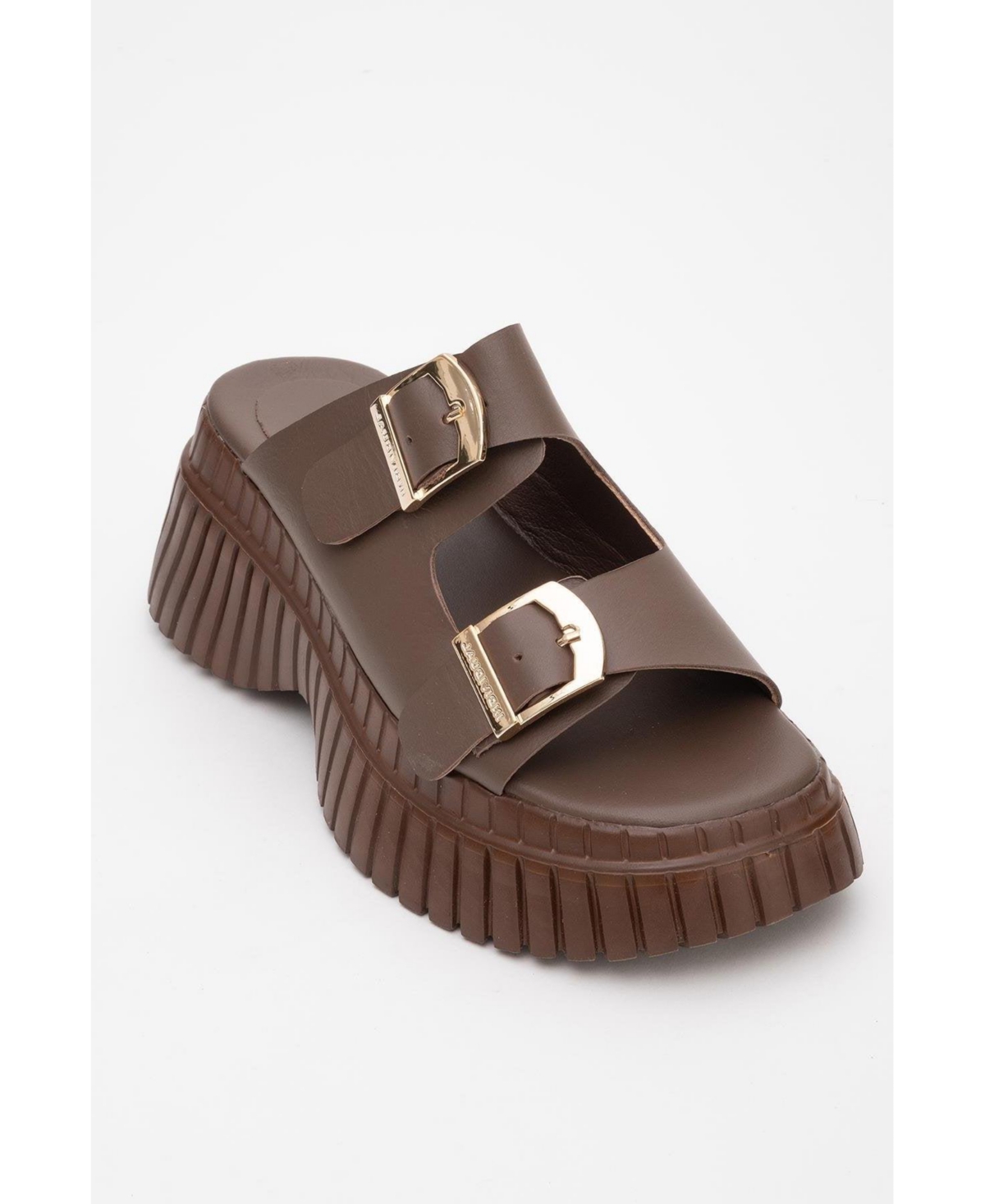 Joanes Leather Two-Strap Platform Sandal (Women) - Black leather