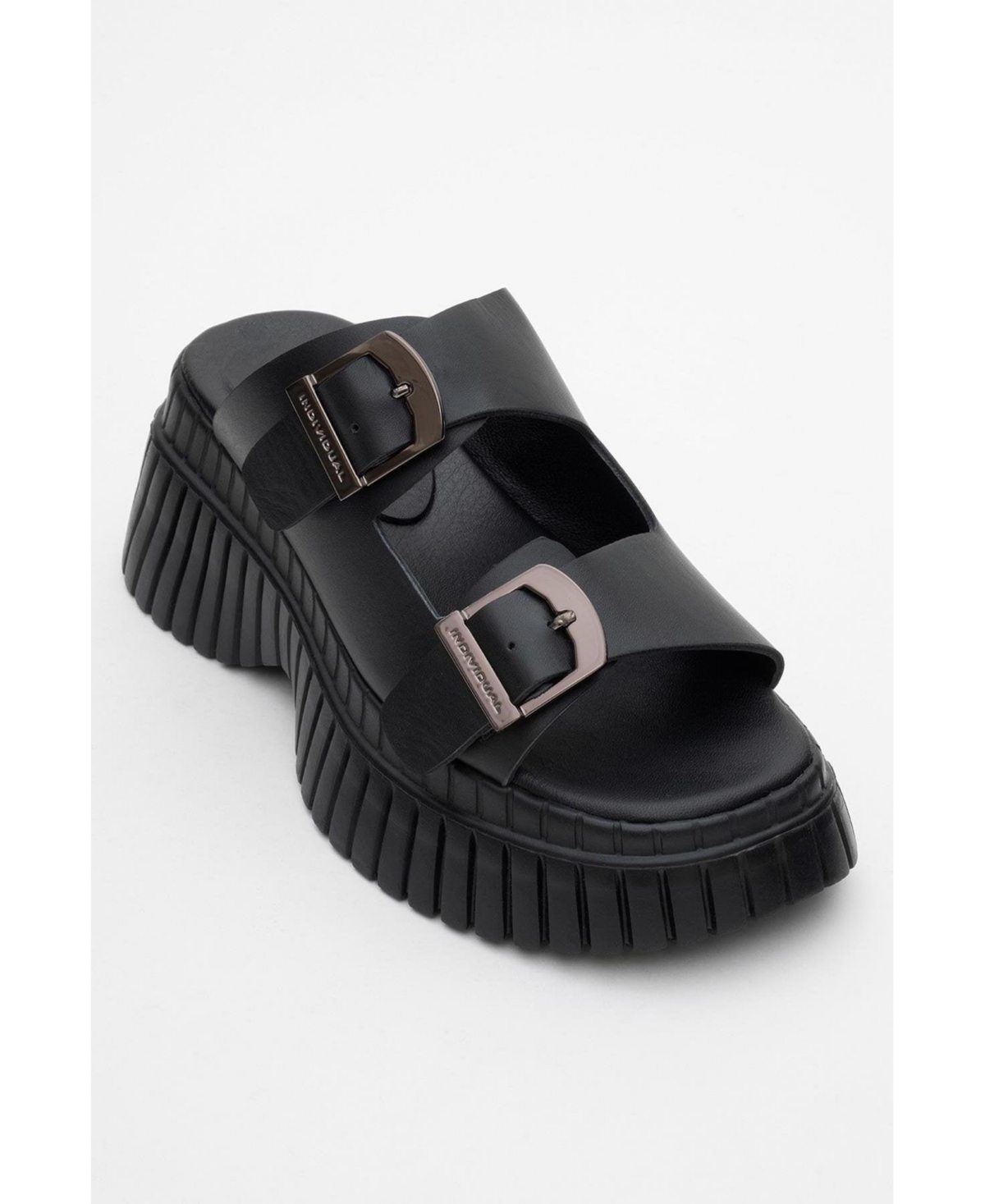 Joanes Leather Two-Strap Platform Sandal (Women) - Black leather