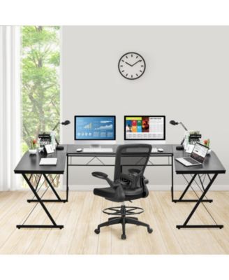 59 Inch L-Shaped Desk Corner Computer Desk with Round Corner