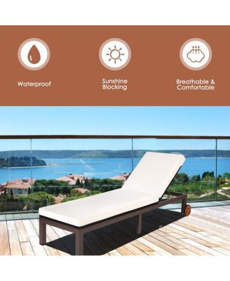 Patio Adjustable Rattan Recliner Chaise Lounge Chair w/ Cushion Wheels