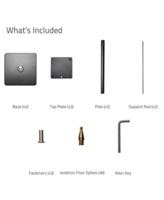 Floor Speaker Stands for Surround Sound and Bookshelf Speakers with Solid Construction, Adjustable Floor Spikes, Rubber Isolation Feet, Cable Management, Square Base - Matte Black/Pair (SS05S)