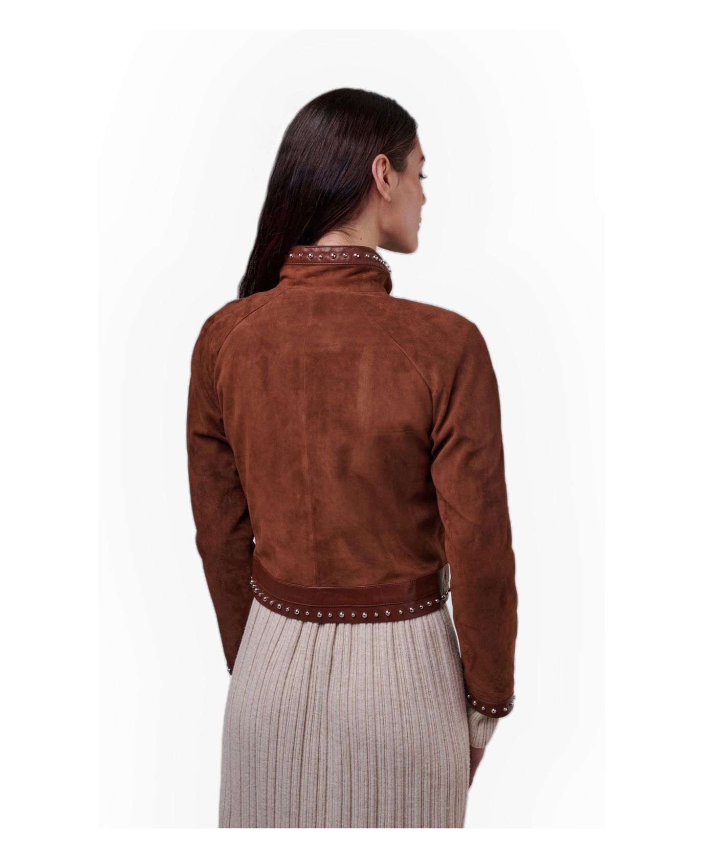 Женская куртка Furniq UK Harper Suede Studded, цвет: Коричневый — фото 5