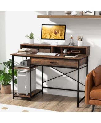 48 Inch Computer Desk with Monitor Stand Drawer and Shelves