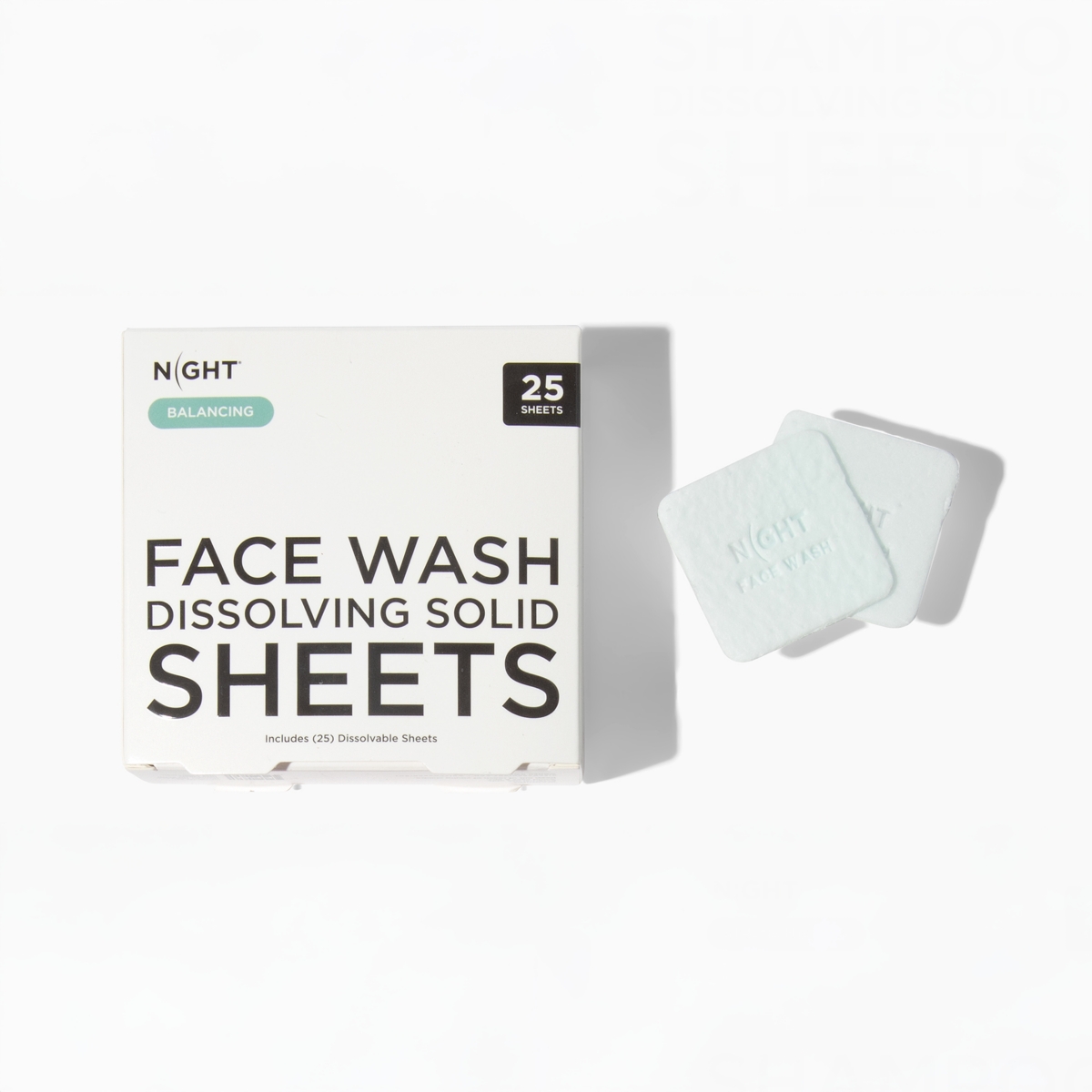 Mess Free Face Wash Sheets, Instantly Dissolves, 25 Washes - Green