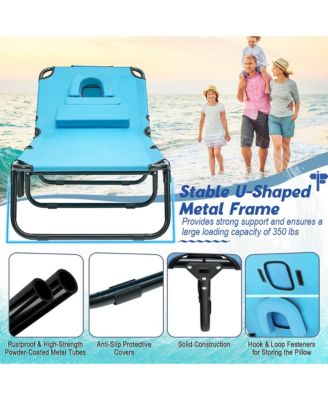 Folding Chaise Lounge Chair Bed Adjustable Patio Beach Camping Recliner