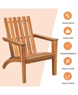 Patio Lounge Chair Outdoor Wooden Adirondack Chair  w/ Armrest