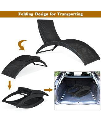 Foldable Rattan Wicker Chaise Lounge Chair w/ Cushion Patio Outdoor