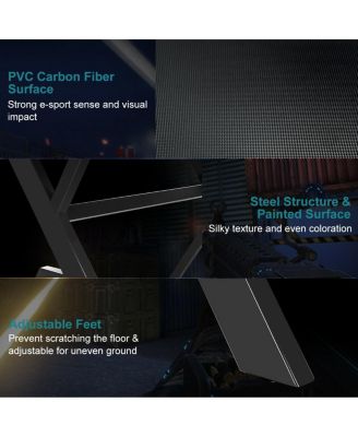 Ergonomic Gaming Desk with Mousepad and Cup Headphone Holder