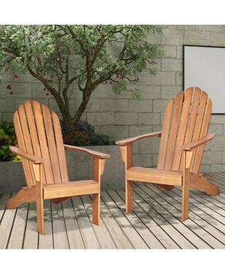 2PCS Wooden Classic Adirondack Chair Lounge Chair Outdoor Patio