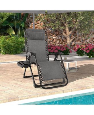 Zero Gravity Chair Folding Recliner Lounge Chair w/ Cushion Cup Holder