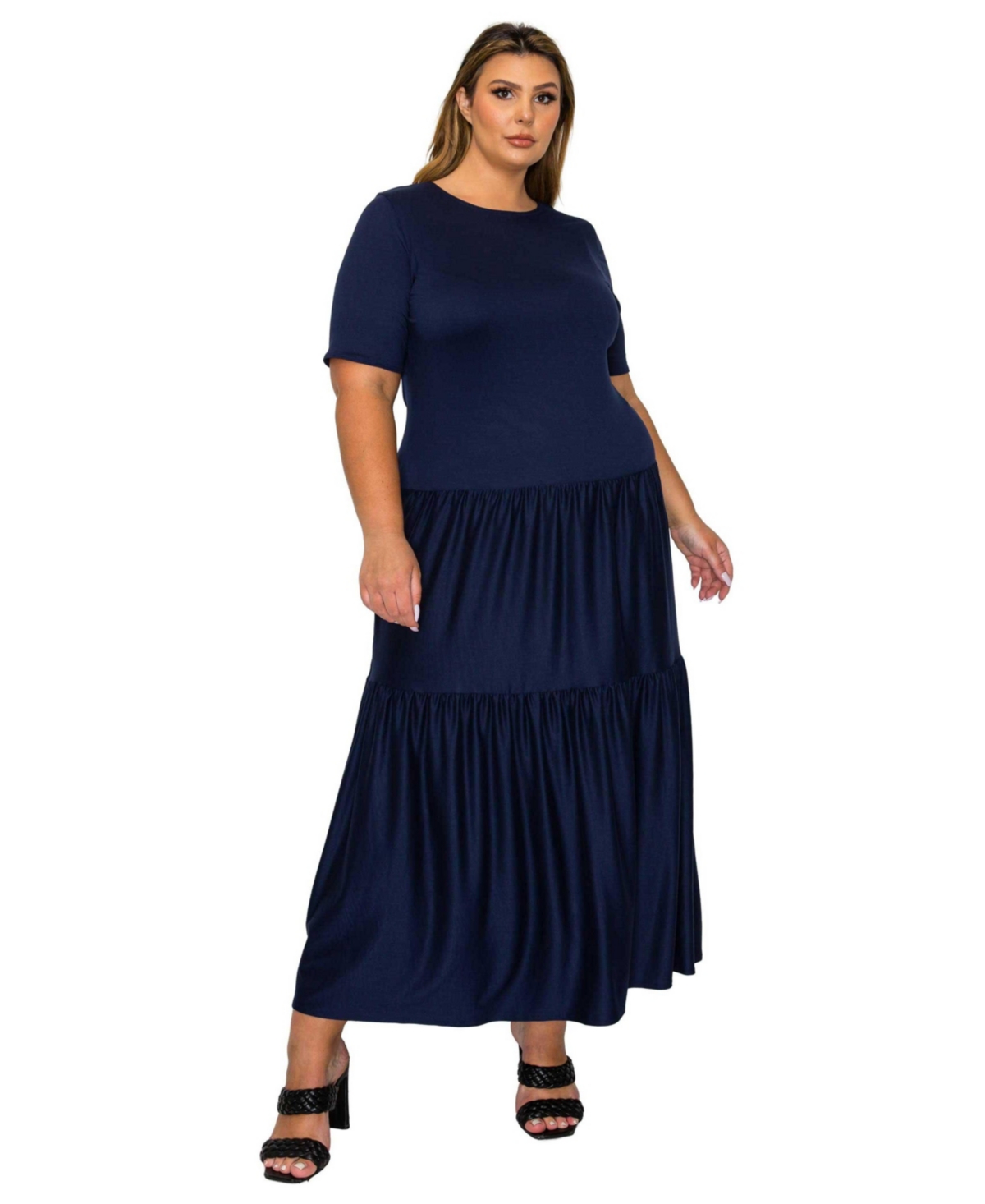 Plus Size Jourdan Tiered Maxi Dress - Navy