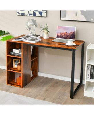 Computer Desk with 5 Side Shelves and Metal Frame