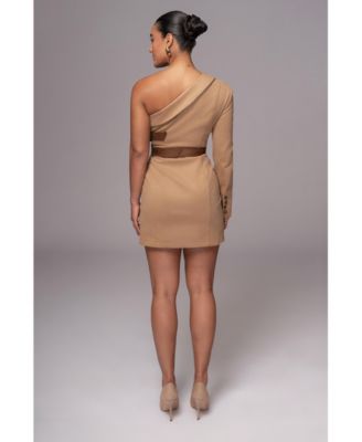 Women's One Shoulder Suede Blazer Dress