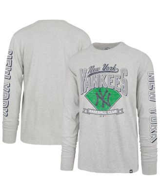 '47 Brand - Men's Gray New York Yankees Big Tall Distressed Franklin Long Sleeve T-Shirt