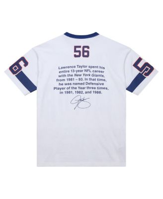Men's Lawrence Taylor White New York Giants Name Number Team Origins Vintage Logo T-Shirt