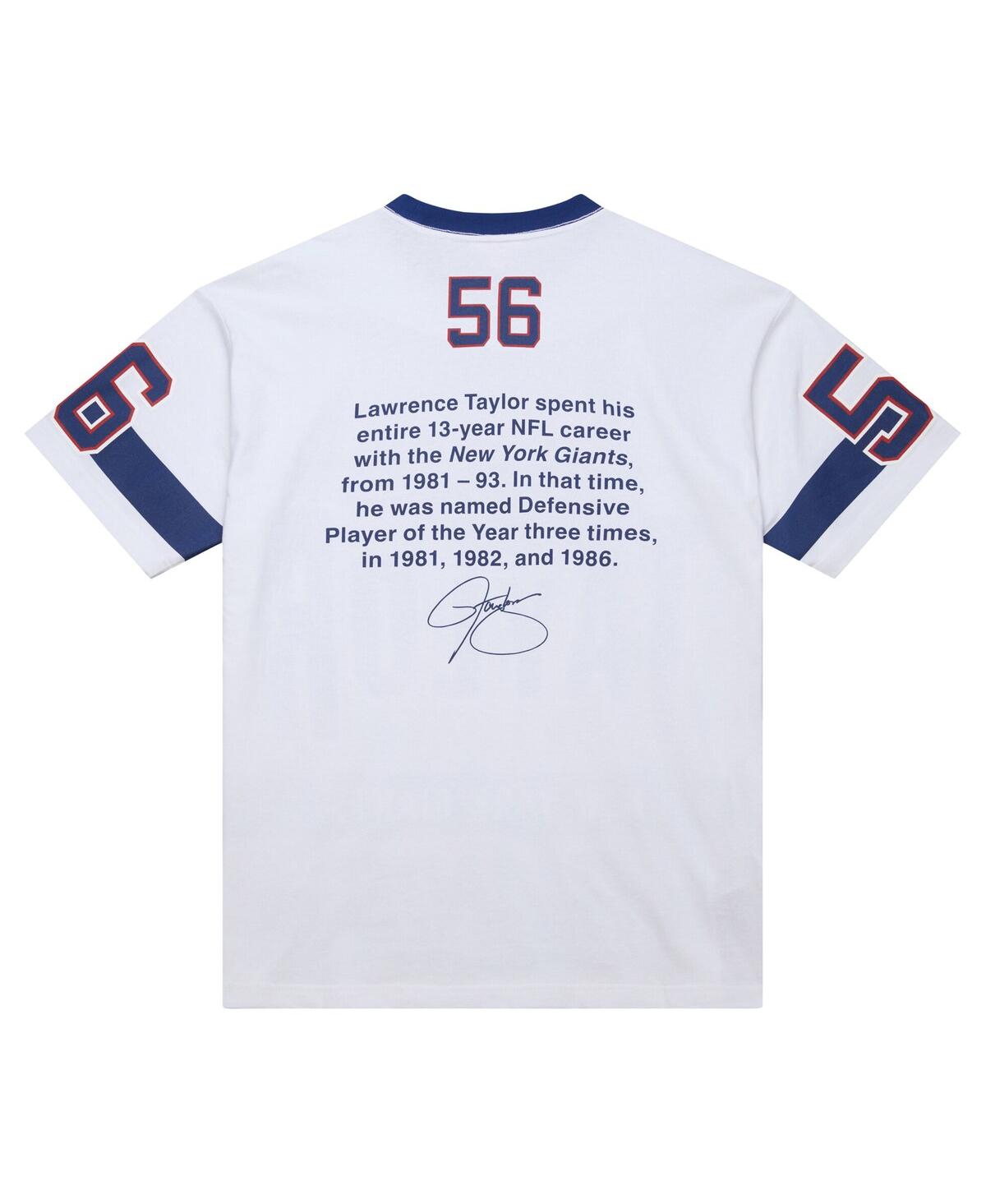 Mitchell & Ness Men's Lawrence Taylor White New York Giants Name Number Team Origins Vintage Logo T-shirt