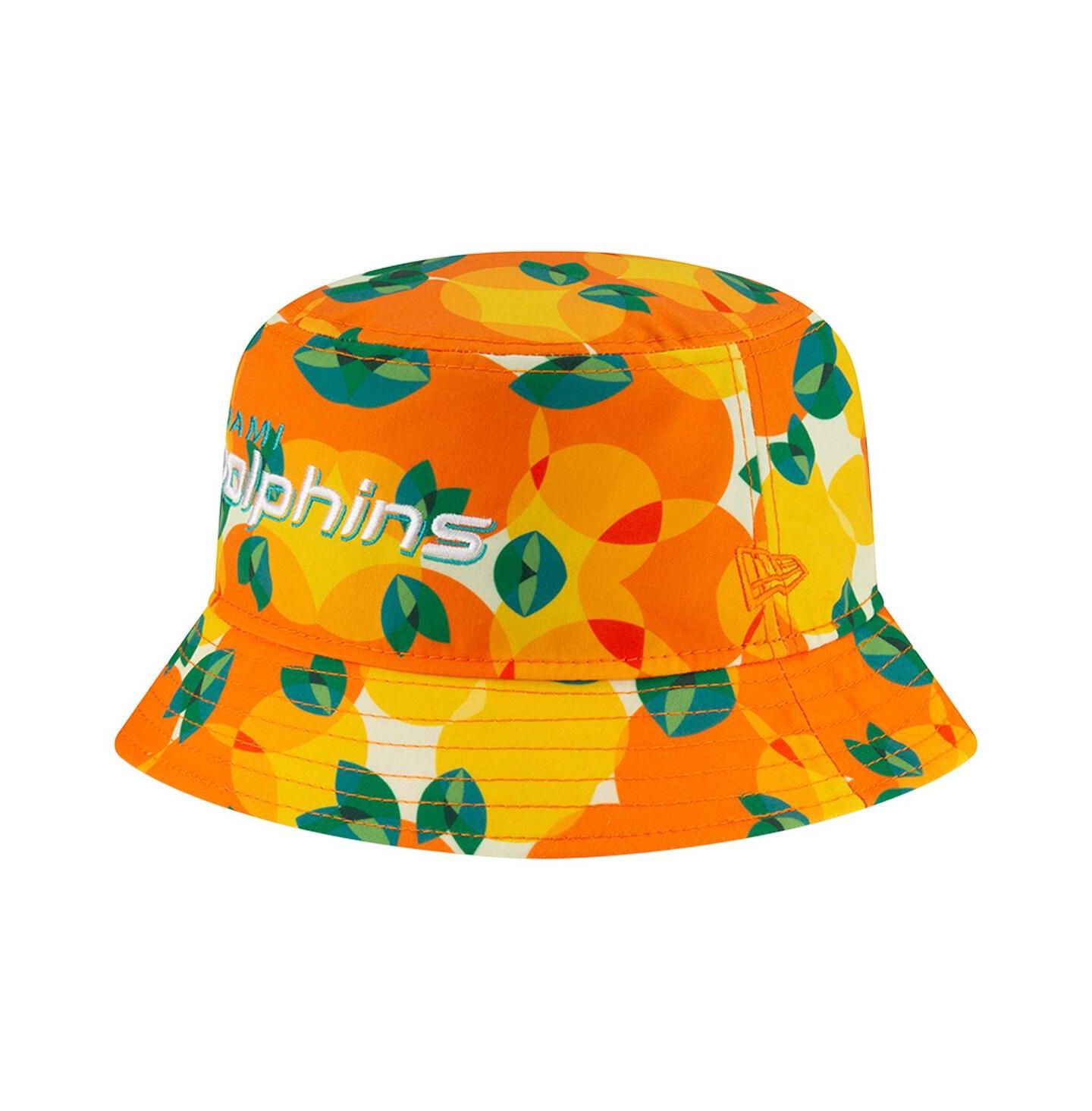 Мужская панама New Era Orange Miami Dolphins Citrus Bucket Hat — фото 1