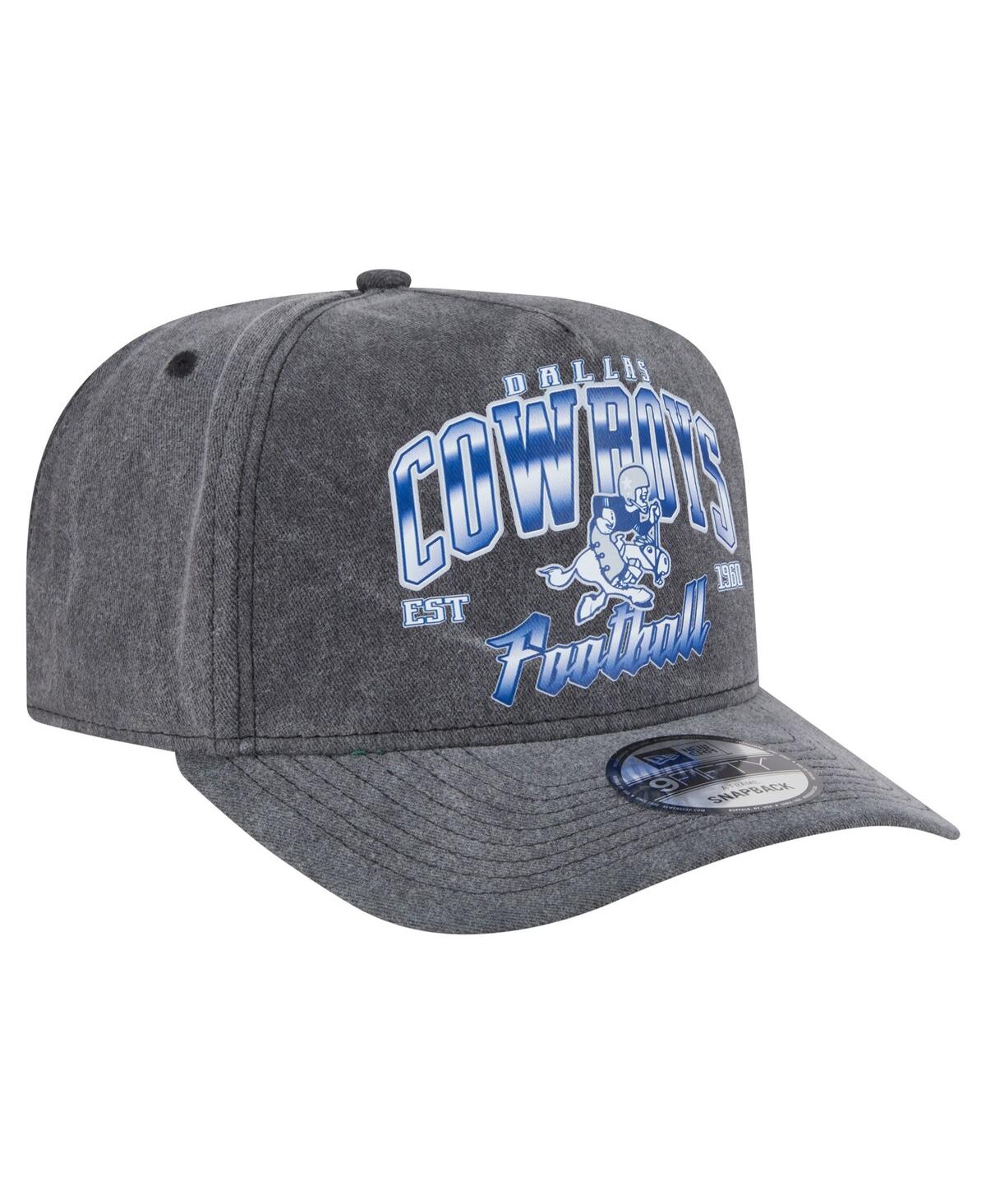 New Era Men's Black Dallas Cowboys Throwback Washed A-frame 9fifty Snapback Hat